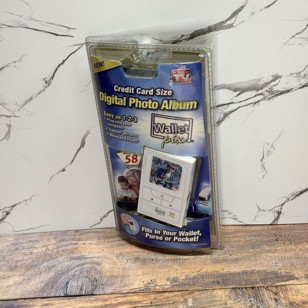 Digital Photo Album White Credit Card Size Wallet Pix Sealed New As Seen On TV